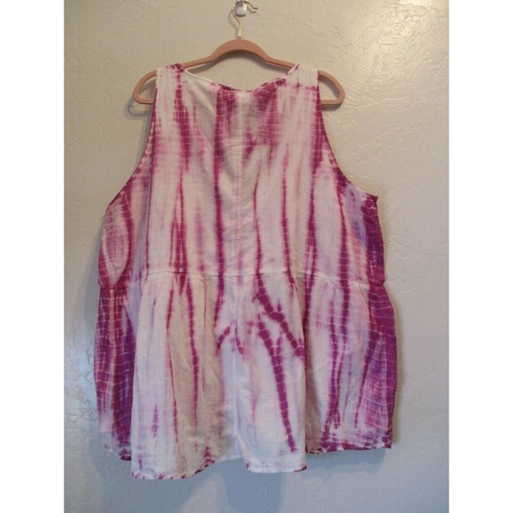 New Lane Bryant Womens Sz 24 Tie Dye Gauze Tank Top Purple White Lined - Picture 2 of 4